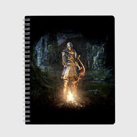 Тетрадь с принтом Dark Souls в Ухте, 100% бумага | 48 листов, плотность листов — 60 г/м2, плотность картонной обложки — 250 г/м2. Листы скреплены сбоку удобной пружинной спиралью. Уголки страниц и обложки скругленные. Цвет линий — светло-серый
 | dark | souls | дракон | души | игра | лордран | темные