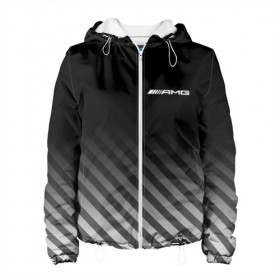Женская куртка 3D с принтом AMG в Ухте, ткань верха — 100% полиэстер, подклад — флис | прямой крой, подол и капюшон оформлены резинкой с фиксаторами, два кармана без застежек по бокам, один большой потайной карман на груди. Карман на груди застегивается на липучку | mercedes | марка | машины | мерседес