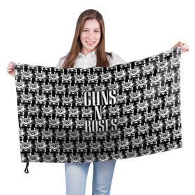 Флаг 3D с принтом Guns n roses в Ухте, 100% полиэстер | плотность ткани — 95 г/м2, размер — 67 х 109 см. Принт наносится с одной стороны | guns n roses | gunsnroses | ганз н роус | ганзес роус | ганзесроус | ганзнроус | дафф маккаган | диззи рид | мелисса риз | ричард фортус | рок | слэш | франк феррер | эксл роуз