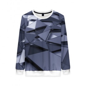 Женский свитшот 3D с принтом Metalic geometry в Ухте, 100% полиэстер с мягким внутренним слоем | круглый вырез горловины, мягкая резинка на манжетах и поясе, свободная посадка по фигуре | abstraction | geometry | polygon | абстракция | геометрия | грань | краски | кубик | кубики | линии | мозаика | полигон | разноцветные | ребро | текстура | тени | узор