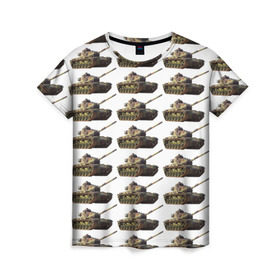 Женская футболка 3D с принтом Танковые войска в Ухте, 100% полиэфир ( синтетическое хлопкоподобное полотно) | прямой крой, круглый вырез горловины, длина до линии бедер | 