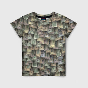 Детская футболка 3D с принтом Доллары США в Ухте, 100% гипоаллергенный полиэфир | прямой крой, круглый вырез горловины, длина до линии бедер, чуть спущенное плечо, ткань немного тянется | dollar | forex | usa | банкноты | богатство | валюта | деньги | доллар | купюры | паттрен | трейдер | чешуя
