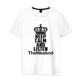 Мужская футболка хлопок с принтом Keep calm and listen The Weeknd в Ухте, 100% хлопок | прямой крой, круглый вырез горловины, длина до линии бедер, слегка спущенное плечо. | pbrb | pop | rb | the weeknd | trilogy | weeknd | xo | викенд | викнд | икс | иксо | макконен | музыкант | о | рнб | тесфайе | уикенд | уикнд | х | хип хоп | хипхоп | хо | эйбел | эр эн би