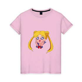 Женская футболка хлопок с принтом Sailor Moon в Ухте, 100% хлопок | прямой крой, круглый вырез горловины, длина до линии бедер, слегка спущенное плечо | sailor moon | sailormoon | сейлор мун | сейлормун
