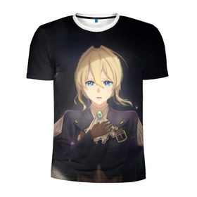 Мужская футболка 3D спортивная с принтом Violet Evergarden в Ухте, 100% полиэстер с улучшенными характеристиками | приталенный силуэт, круглая горловина, широкие плечи, сужается к линии бедра | anime | violet evergarden | аниме | вайолет эвергарден