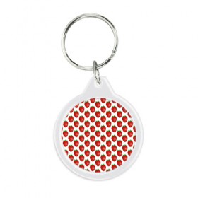 Брелок круглый с принтом клубничка в Ухте, пластик и полированная сталь | круглая форма, металлическое крепление в виде кольца | 