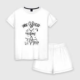 Женская пижама с шортиками хлопок с принтом Horse head kiss me в Ухте, 100% хлопок | футболка прямого кроя, шорты свободные с широкой мягкой резинкой | awful things | gustav hr | lil peep | густав ор | клауд | клауд рэп | лил | певец | пип | пост эмо | реп | репер | рэп | рэпер | трэп | хип | хип хоп | хипхоп | хоп | эмо | эмо трэп