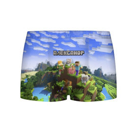 Мужские трусы 3D с принтом Александр - Minecraft в Ухте, 50% хлопок, 50% полиэстер | классическая посадка, на поясе мягкая тканевая резинка | minecraft | александр | добывать | игра | игрушка | имя | компьютерная | кубики | майкрафт | майн крафт | майнкрафт | пиксели | пиксель | ремесло | с именем | санек | санька | саня | саша | шахта