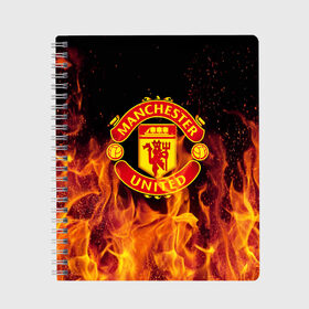 Тетрадь с принтом FC Manchester United в Ухте, 100% бумага | 48 листов, плотность листов — 60 г/м2, плотность картонной обложки — 250 г/м2. Листы скреплены сбоку удобной пружинной спиралью. Уголки страниц и обложки скругленные. Цвет линий — светло-серый
 | Тематика изображения на принте: fc manchester united | manchester | манчестер юнайтед | футбол