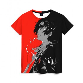 Женская футболка 3D с принтом Persona в Ухте, 100% полиэфир ( синтетическое хлопкоподобное полотно) | прямой крой, круглый вырез горловины, длина до линии бедер | persona