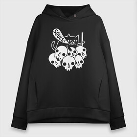 Женское худи Oversize хлопок с принтом Cat Got Your Soul в Ухте, френч-терри — 70% хлопок, 30% полиэстер. Мягкий теплый начес внутри —100% хлопок | боковые карманы, эластичные манжеты и нижняя кромка, капюшон на магнитной кнопке | dark souls | praise the sun | you died | дарк соулс | темные души