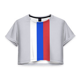 Женская футболка 3D укороченная с принтом олимпийская форма в Ухте, 100% полиэстер | круглая горловина, длина футболки до линии талии, рукава с отворотами | Тематика изображения на принте: 