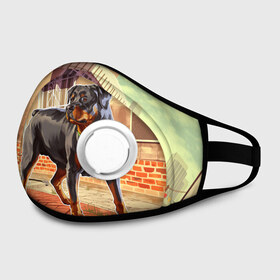 Маска из неопрена с принтом GTA V - Чоп в Ухте, неопрен 100% | Форма огибающая нос. Резинки для ушей с дополнительной резинкой на затылке. Клапан для выдоха для активного дыхания при занятиях спортом. Эластичный материал маски и окантовки для лучшего растяжения и прилегания маски.  | Тематика изображения на принте: grand theft auto | gta | gta 5 | san andreas | v | гта