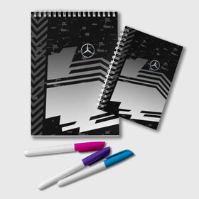 Блокнот с принтом MERCEDES BENZ SPORT в Ухте, 100% бумага | 48 листов, плотность листов — 60 г/м2, плотность картонной обложки — 250 г/м2. Листы скреплены удобной пружинной спиралью. Цвет линий — светло-серый
 | mercedes | марка | машины | мерседес