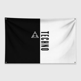 Флаг-баннер с принтом Techno в Ухте, 100% полиэстер | размер 67 х 109 см, плотность ткани — 95 г/м2; по краям флага есть четыре люверса для крепления | ebm | edm | hi nrg | techno | габбер | даб | детройт | дип | индастриал | италиан | минимал | музыка | синтипоп | тек хаус | техно | фанк | хард | чикаго хаус | шранц | эйсид | электро | электронная