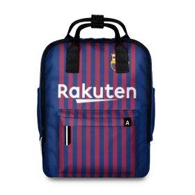 Женский рюкзак 3D с принтом Messi home 18-19 в Ухте, 100% полиэстер | лямки с регулируемой длиной, сверху ручки, чтобы рюкзак нести как сумку. Основное отделение закрывается на молнию, как и внешний карман. Внутри два дополнительных кармана, один из которых закрывается на молнию. По бокам два дополнительных кармашка, куда поместится маленькая бутылочка
 | Тематика изображения на принте: barcelona | champions | league | lionel | messi | spain | барселона | испания | лига | лионель | месси | чемпионов