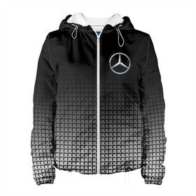 Женская куртка 3D с принтом MERCEDES BENZ SPORT в Ухте, ткань верха — 100% полиэстер, подклад — флис | прямой крой, подол и капюшон оформлены резинкой с фиксаторами, два кармана без застежек по бокам, один большой потайной карман на груди. Карман на груди застегивается на липучку | mercedes | марка | машины | мерседес
