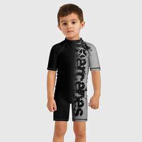 Детский купальный костюм 3D с принтом MERCEDES BENZ SPORT в Ухте, Полиэстер 85%, Спандекс 15% | застежка на молнии на спине | mercedes | марка | машины | мерседес