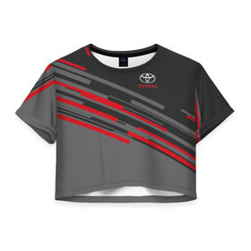 Женская футболка 3D укороченная с принтом TOYOTA SPORT в Ухте, 100% полиэстер | круглая горловина, длина футболки до линии талии, рукава с отворотами | auto | sport | toyota | авто | автомобиль | автомобильные | бренд | марка | машины | спорт | тойота