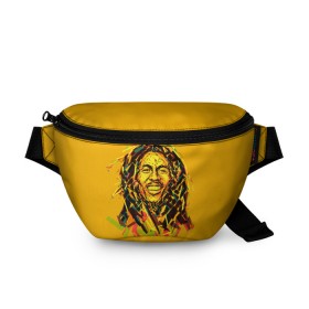 Поясная сумка 3D с принтом bob marley в Ухте, 100% полиэстер | плотная ткань, ремень с регулируемой длиной, внутри несколько карманов для мелочей, основное отделение и карман с обратной стороны сумки застегиваются на молнию | гитарист | марли | музыкант | неста | регги | роберт