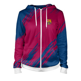 Женская толстовка 3D на молнии с принтом FC Barca 2018 Original в Ухте, 100% полиэстер | длина до линии бедра, манжеты и пояс оформлены мягкой тканевой резинкой, двухслойный капюшон со шнурком для регулировки, спереди молния, по бокам два кармана | fc | fc barcelona | fcb | fly emirates | ronaldo | абстракция | барселона | геометрия | зож | клуб | линии | месси | модные | мяч | реал мадрид | спорт | спортивные | тренды | футбол | футбольный клуб | эмблема