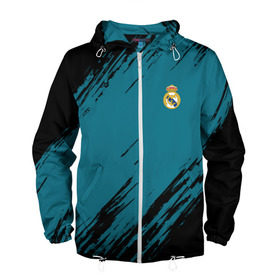 Мужская ветровка 3D с принтом Real Madrid 2018 Original в Ухте, 100% полиэстер | подол и капюшон оформлены резинкой с фиксаторами, два кармана без застежек по бокам, один потайной карман на груди | Тематика изображения на принте: emirates | fc | real madrid | абстракция | реал мадрид | спорт | спортивные | тренды | футбол | футбольный клуб | эмблема
