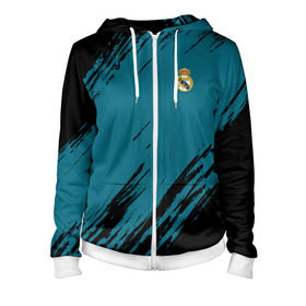 Женская толстовка 3D на молнии с принтом Real Madrid 2018 Original в Ухте, 100% полиэстер | длина до линии бедра, манжеты и пояс оформлены мягкой тканевой резинкой, двухслойный капюшон со шнурком для регулировки, спереди молния, по бокам два кармана | emirates | fc | real madrid | абстракция | реал мадрид | спорт | спортивные | тренды | футбол | футбольный клуб | эмблема