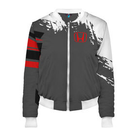 Женский бомбер 3D с принтом HONDA SPORT в Ухте, 100% полиэстер | застегивается на молнию, по бокам два кармана без застежек, мягкие манжеты, по низу бомбера и на воротнике — эластичная резинка | honda | автомобиль | автомобильные | хонда машина