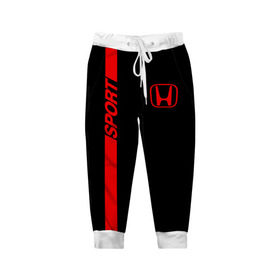 Детские брюки 3D с принтом HONDA SPORT в Ухте, 100% полиэстер | манжеты по низу, эластичный пояс регулируется шнурком, по бокам два кармана без застежек, внутренняя часть кармана из мелкой сетки | honda | марка | машины | хонда