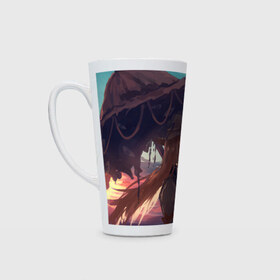 Кружка Латте с принтом Зонтик в Ухте, Белая керамика | Объем 480 мл; Высота 150 мм; Диаметр 90 мм | Тематика изображения на принте: anime | touhou | аниме | сон в летний день | сон летним днём