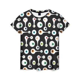 Женская футболка 3D с принтом Разноцветные глаза в Ухте, 100% полиэфир ( синтетическое хлопкоподобное полотно) | прямой крой, круглый вырез горловины, длина до линии бедер | глаза | психология | яркие цвета