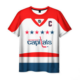 Мужская футболка 3D с принтом Ovechkin Washington Capitals White в Ухте, 100% полиэфир | прямой крой, круглый вырез горловины, длина до линии бедер | овечкин | ови