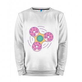 Мужской свитшот хлопок с принтом Спиннер - Пончики в Ухте, 100% хлопок |  | Тематика изображения на принте: 