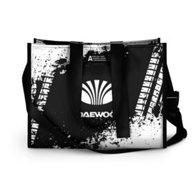 Сумка-шоппер 3D с принтом Daewoo abstract sport в Ухте, 100% полиэстер | застегивается на металлическую кнопку; внутренний карман застегивается на молнию. Стенки укреплены специальным мягким материалом, чтобы защитить содержимое от несильных ударов
 | auto | automobile | car | daewoo | machine | motor | motor car | sport car | автомашина | бренд | дэо | легковой автомобиль | марка | спортивный автомобиль | тачка