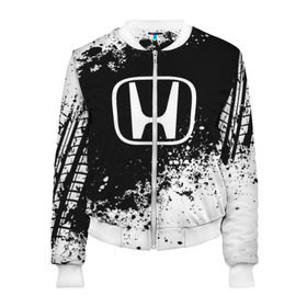 Женский бомбер 3D с принтом Honda abstract sport в Ухте, 100% полиэстер | застегивается на молнию, по бокам два кармана без застежек, мягкие манжеты, по низу бомбера и на воротнике — эластичная резинка | auto | automobile | car | honda | machine | motor | motor car | sport car | автомашина | бренд | легковой автомобиль | марка | спортивный автомобиль | тачка | хонда