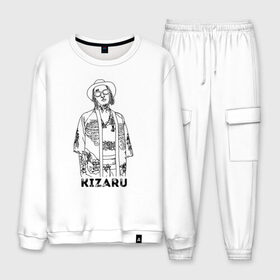 Мужской костюм хлопок с принтом Kizaru в Ухте, 100% хлопок | на свитшоте круглая горловина, мягкая резинка по низу. Брюки заужены к низу, на них два вида карманов: два “обычных” по бокам и два объемных, с клапанами, расположенные ниже линии бедра. Брюки с мягкой трикотажной резинкой на поясе и по низу штанин. В поясе для дополнительного комфорта — широкие завязки | 