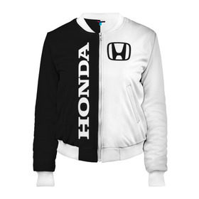 Женский бомбер 3D с принтом Honda в Ухте, 100% полиэстер | застегивается на молнию, по бокам два кармана без застежек, мягкие манжеты, по низу бомбера и на воротнике — эластичная резинка | accord | acty | amaze | avancier | br v | brio | city | civic | cr | crider | crosstour | honda | hybrid | motor co | авто | автомобиль | знак | лого | машина | мотор | символ | тачка | хонда | эмблема