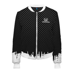 Женский бомбер 3D с принтом Honda abstract black 2018 в Ухте, 100% полиэстер | застегивается на молнию, по бокам два кармана без застежек, мягкие манжеты, по низу бомбера и на воротнике — эластичная резинка | auto | automobile | car | honda | machine | motor | motor car | sport car | автомашина | бренд | легковой автомобиль | марка | спортивный автомобиль | тачка | хонда