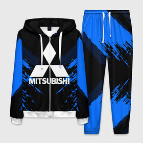 Мужской костюм 3D с принтом MITSUBISHI SPORT COLLECTION в Ухте, 100% полиэстер | Манжеты и пояс оформлены тканевой резинкой, двухслойный капюшон со шнурком для регулировки, карманы спереди | Тематика изображения на принте:  машина | марка | митсубиси