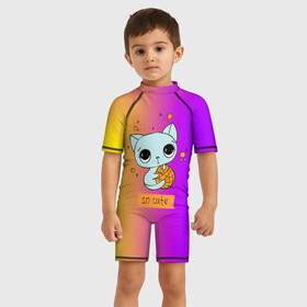 Детский купальный костюм 3D Милый котёнок: в Ухте, Полиэстер 85%, Спандекс 15% | застежка на молнии на спине | cat | взгляд | кот | кот хипстер | котёнок | котятки | котятушки | кошечки | кошка | мордочка