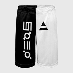 Детские спортивные шорты 3D с принтом 30 Seconds to Mars в Ухте,  100% полиэстер
 | пояс оформлен широкой мягкой резинкой, ткань тянется
 | 30 seconds to mars | 30 секунд до марса | 30stm | thirty seconds to mars | альтернативный | гранж | группа | джаред | знак | лето | надпись | нео | пост | прогрессивный | рок | хард | шеннон