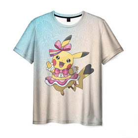 Мужская футболка 3D с принтом Пикачу в Ухте, 100% полиэфир | прямой крой, круглый вырез горловины, длина до линии бедер | pokemon | мультфильм | пикачу | покемон | фэнтези