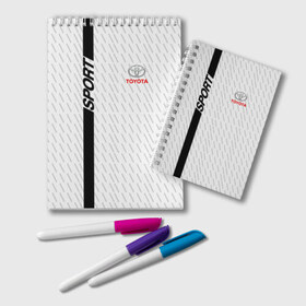 Блокнот с принтом TOYOTA SPORT в Ухте, 100% бумага | 48 листов, плотность листов — 60 г/м2, плотность картонной обложки — 250 г/м2. Листы скреплены удобной пружинной спиралью. Цвет линий — светло-серый
 | auto | toyota | авто | автомобиль | автомобильные | бренд | марка | машины | тойота