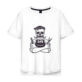 Мужская футболка хлопок Oversize с принтом Barber master в Ухте, 100% хлопок | свободный крой, круглый ворот, “спинка” длиннее передней части | барбер | барбершоп | борода | стрижка | усы | цирюльник