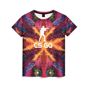 Женская футболка 3D с принтом CS GO hyper beast в Ухте, 100% полиэфир ( синтетическое хлопкоподобное полотно) | прямой крой, круглый вырез горловины, длина до линии бедер | hyper beast | кс го | скоростной зверь