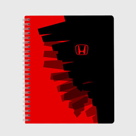 Тетрадь с принтом HONDA SPORT в Ухте, 100% бумага | 48 листов, плотность листов — 60 г/м2, плотность картонной обложки — 250 г/м2. Листы скреплены сбоку удобной пружинной спиралью. Уголки страниц и обложки скругленные. Цвет линий — светло-серый
 | auto | honda | авто | автомобиль | бренд | марка | машины | хонда автомобильные