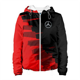 Женская куртка 3D с принтом MERCEDES BENZ SPORT в Ухте, ткань верха — 100% полиэстер, подклад — флис | прямой крой, подол и капюшон оформлены резинкой с фиксаторами, два кармана без застежек по бокам, один большой потайной карман на груди. Карман на груди застегивается на липучку | amg | auto | mercedes | авто | автомобиль | автомобильные | амг | бренд | марка | машины | мерседес