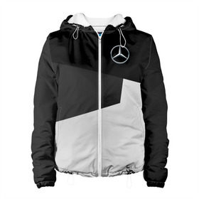 Женская куртка 3D с принтом MERCEDES BENZ SPORT в Ухте, ткань верха — 100% полиэстер, подклад — флис | прямой крой, подол и капюшон оформлены резинкой с фиксаторами, два кармана без застежек по бокам, один большой потайной карман на груди. Карман на груди застегивается на липучку | amg | auto | mercedes | авто | автомобиль | автомобильные | амг | бренд | марка | машины | мерседес