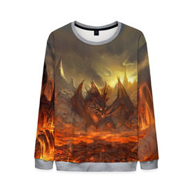 Мужской свитшот 3D с принтом Fire Dragon в Ухте, 100% полиэстер с мягким внутренним слоем | круглый вырез горловины, мягкая резинка на манжетах и поясе, свободная посадка по фигуре | goddess of destruction | line age | line age ii | lineage ii | линейка