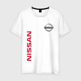 Мужская футболка хлопок с принтом Nissan в Ухте, 100% хлопок | прямой крой, круглый вырез горловины, длина до линии бедер, слегка спущенное плечо. | motor | nissan | авто | лого | машина | ниссан | тачка